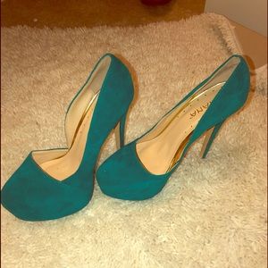 Teal suede heels